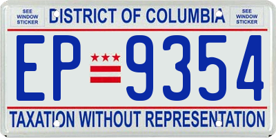 DC license plate EP9354
