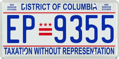 DC license plate EP9355