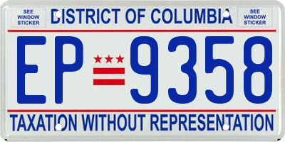 DC license plate EP9358