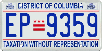 DC license plate EP9359