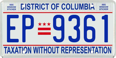 DC license plate EP9361