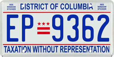 DC license plate EP9362
