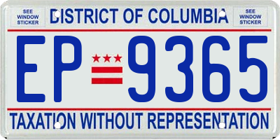 DC license plate EP9365