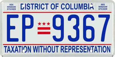 DC license plate EP9367
