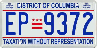 DC license plate EP9372