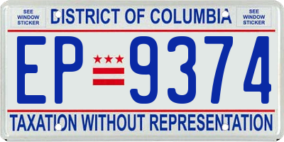 DC license plate EP9374