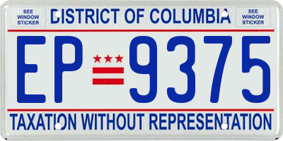 DC license plate EP9375