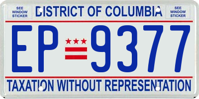 DC license plate EP9377