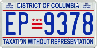DC license plate EP9378