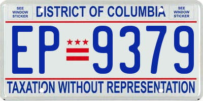 DC license plate EP9379