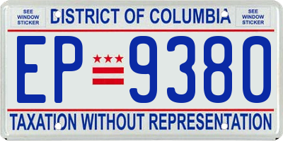DC license plate EP9380