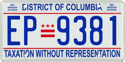 DC license plate EP9381