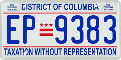 DC license plate EP9383