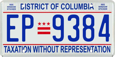 DC license plate EP9384