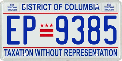 DC license plate EP9385
