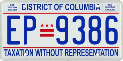 DC license plate EP9386