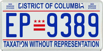DC license plate EP9389