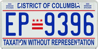 DC license plate EP9396