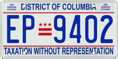 DC license plate EP9402