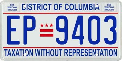 DC license plate EP9403