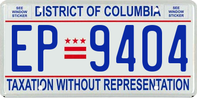 DC license plate EP9404