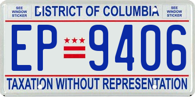 DC license plate EP9406