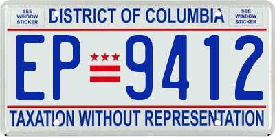DC license plate EP9412