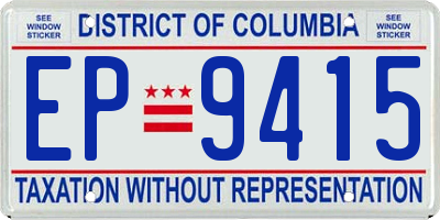 DC license plate EP9415