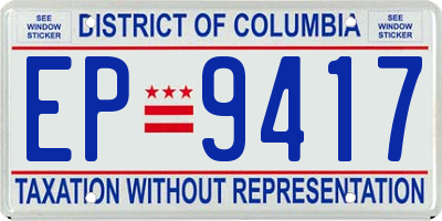 DC license plate EP9417