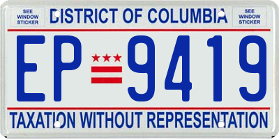 DC license plate EP9419