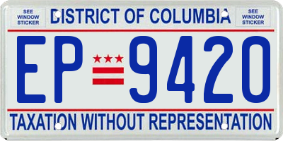 DC license plate EP9420