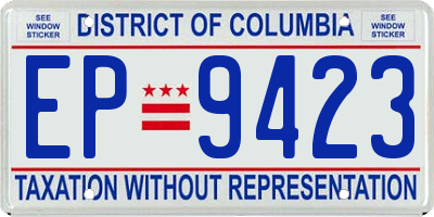 DC license plate EP9423