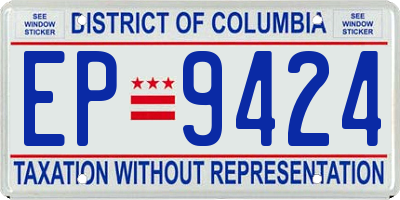 DC license plate EP9424
