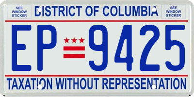 DC license plate EP9425