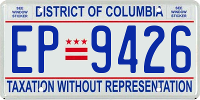 DC license plate EP9426