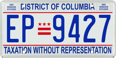 DC license plate EP9427
