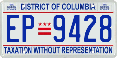 DC license plate EP9428