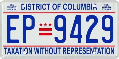 DC license plate EP9429