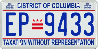 DC license plate EP9433