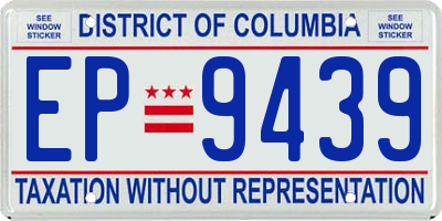 DC license plate EP9439