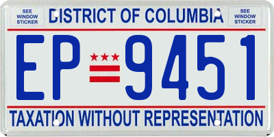 DC license plate EP9451