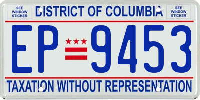 DC license plate EP9453