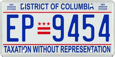 DC license plate EP9454