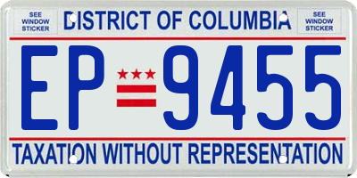 DC license plate EP9455