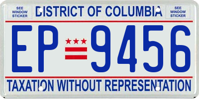 DC license plate EP9456