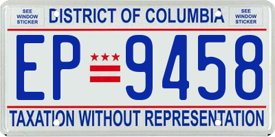 DC license plate EP9458