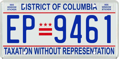 DC license plate EP9461