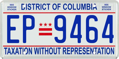 DC license plate EP9464