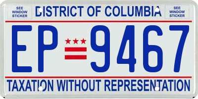 DC license plate EP9467
