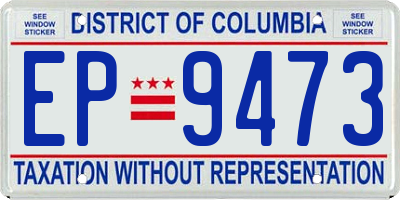 DC license plate EP9473